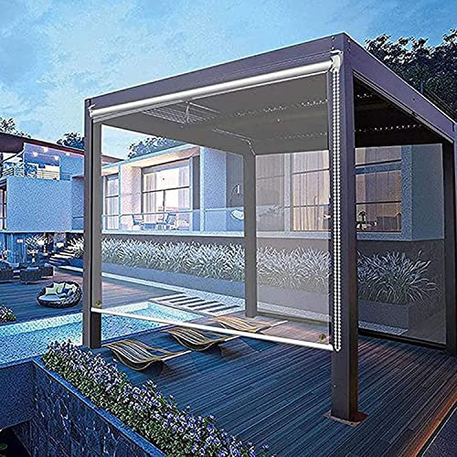 FUFU Tende a Rullo Trasparente Grande Paralume a rulli Impermeabile con tendini di Gommini, Tenda in Vinile all'aperto, in PVC Trasparente Roll up tapparelle for Esterni Gazebo Ufficio Porta finestre