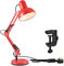TEKLED® LED Desk Lamp | Adjustable Swing Arm | Replaceable E27 Edison Screw Bulb Holder | Flexible Table Clamp | for Bedside Reading Office Work Architects Students (Swing Arm Red)
