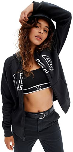 GAP Felpa con Cappuccio con Cappuccio e Zip Intera da Donna, Colore: Nero, Medium