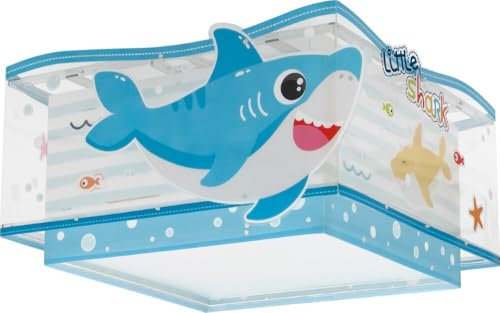 Dalber Deckenlampe kinderzimmer, Deckenleuchte für Kinder Deckenleuchte für Kinder Little Shark Haie Tiere, Deckenlampe Kinderzimmer, 63476, E27
