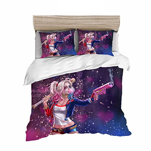 HNSRYLQX Clown Girl Bettwäsche Set Anime Bettbezüge Und Kissenbezug 100% Mikrofaser, Bettbezug Mit Reißverschluss, Bettwäsche 135x200 (5,135 x 200 cm)