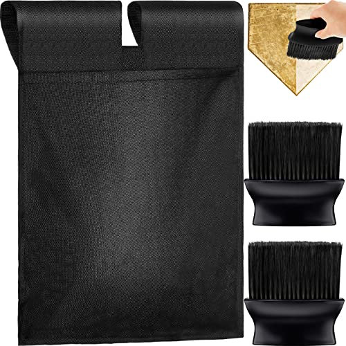 3 Stück Umpire Gear Set 11.8x13.4 Zoll Umpire Ball Tasche 2 Stück 5x4.7x1.4 Zoll Umpire Brush Baseball Home Plate Brush mit Kunststoffgriff für Baseball Softball Schiedsrichter Ausrüstung, B Mangel