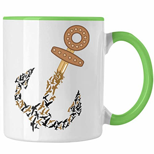 Trendation - Anker Tasse Grafik Geschenk Nordsee Ostsee Meer Deutsche Inseln Urlaub Föhr Sylt Norderney Geschenkidee (Grün)