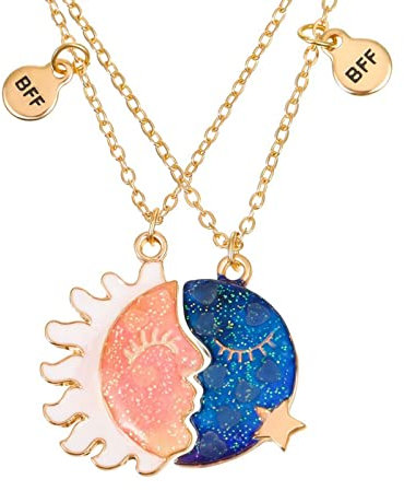 Cosysparks Freundschaftsketten für 2, Beste Freunde Ketten Magnetic Bff Ketten Passende Sonne/Mond Anhänger Leuchtende Best Friends Kette Set für Frauen Geburtstag Weihnachtsgeschenke (2 Stück)
