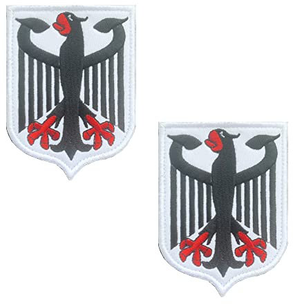 2 St. Schwarz Deutschland Adler Patch Taktisch Adler-Schild Patch mit Verschluss für Kleidung Taschen Rucksack Uniform Weste Hundegeschirr Militär Taktisch Draussen Ausrüstung