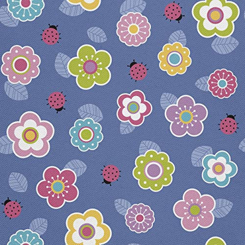 HEKO PANELS Stoff Oxford Meterware Canvas-Stoff Polyester Zum Nähen Nähstoffe Möbelstoffe Dekostoffe Wasserabweisend Blickdicht Kinder Blumen Marienkäfer 1 Meter 155 x 100 cm, (DX437)