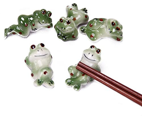 5 Pcs Cute Frog Chopsticks Rest Dinner Spoon Stand Knife Fork Holder Rack for Diy Home Dining Table Decoration