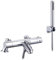 KEDWILL® Round Thermostatic Exposed Bath Shower Mixer Tap Faucet with Shower Kit for Bathrooms Chromed Deck Mounted with G1/2 Bottom Outlet 38°C Safety Lock Anti Scald Solid Brass Modern