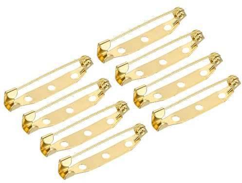 sourcing map 50pcs Trombone Sécurité Barre Épingles 35mm Trombone Broche Fermoir Épingle Dos pour ID Badges Nom Cartes Étiquettes DIY Artisanat, Rose Doré
