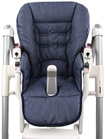 Ersatzbezug Sitzkissen [Bezug für Hochstuhl] kompatibel mit Peg Perego Prima Pappa Diner (blau meliert)