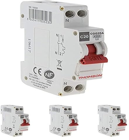 Thomson Disjoncteur à vis PH+N 20A NF Pouvoir de coupure 4.5KA (Lot de 4)