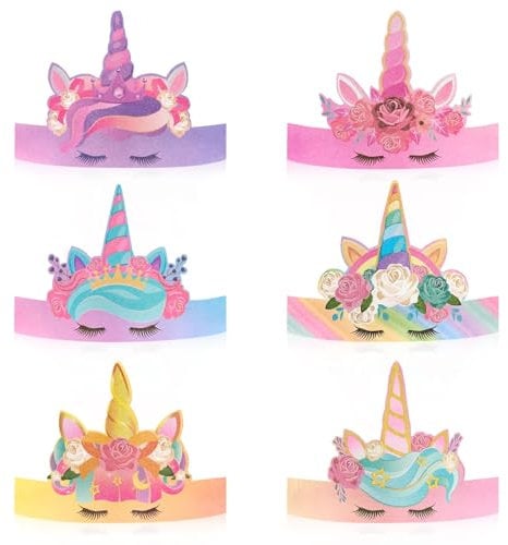 Einhorn Partyhüte – 12 Stück Einhorn Geburtstagsparty Dekorationen Geburtstagskrone für Kinder Glitzernde Stirnbänder Prinzessin Rosa Regenbogenblau Partyzubehör Gastgeschenk für Klassenzimmer
