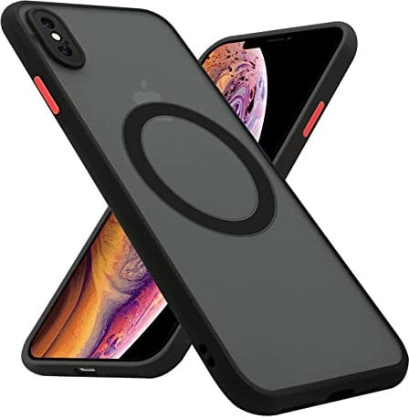KIOMY Magnetic case for iPhone Xs Max Case Black Compatible with MagSafe, Translucent Matte Protection Cover with Soft Edge, Hard PC Back and TPU Hybrid Anti Yellow Slim fit Shell, 6.5 inches Black