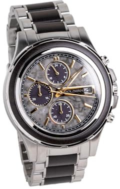 HOLZKERN Herrenuhr Solar-Chronograph Kairo Ahorn Schwarz/Marmor 9010631014445