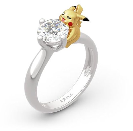 Jeulia Rundschliff-Ring aus 925er-Sterlingsilber „Umarmen Sie mich“ „Heartbeat Moment“, niedliches Design, Valentinstag-Versprechen, Jubiläumsringe für ihre Frauen und Mädchen (Silber, 56(17.7))