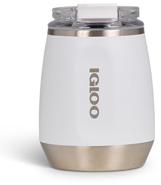 IGLOO Wine Weinbecher – Doppelwandiger Edelstahl Thermobecher mit Deckel, weiß, 300ml – Isolierter Weinkühler für unterwegs, Camping, Garten & Picknick – BPA-frei, stilvoll & langlebig