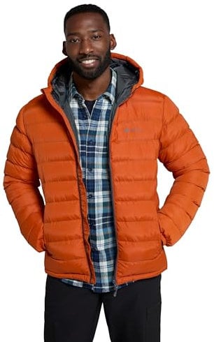 Mountain Warehouse Season Mens Padded Jacket - Water Resistant Puffer Coat, Lightweight, Warm, Lab Tested to -30C, Microfibre Filler - For Travelling, Walking Rust XS
