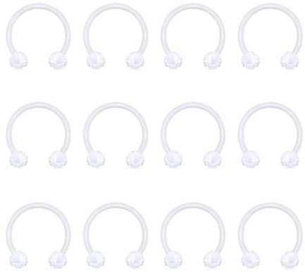 Besyvvin Plastik Hufeisen Piercing Nase Septum Lippe Helix Tragus Ring 1,2mm Flexibeler Kunststoff Nasenring Lippenpiercing 6mm