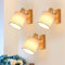 Glitzerlife Wandstrahler Holz Vintage 3er - Wandleuchte E14 1 Flammig Wandspot Retro Schwenkbar Wandbeleuchtung Wandlampe Industriell mit Weiße Stoffschirm für Flur Küche Gang MAX.40W