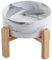 Addogyy Elevated/Raised Dog Bowl Ceramic with Wood Stand for Medium Large Breed,Dog Food Water Dish Heavy Weighted, 8 in Non Slip Porcelain Pet Bowl Extra Big Marble Grey