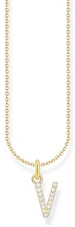 THOMAS SABO Halskette Buchstabe V vergoldetes Silber mit Zirkonia KE2261-414-14