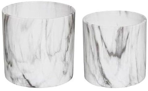 Paris Prix Atmosphera Créateur d'intérieur - Lot de 2 Cache-Pots Effet Marbre 14cm Noir & Blanc