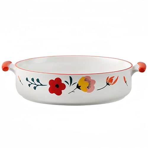 Dowbom Plats de cuisson en céramique pour four, cocotte ronde pour four, ustensiles de cuisson en céramique vintage (A, 1,2 l)