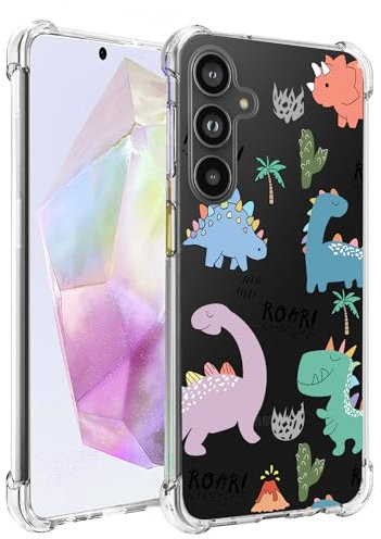 Ftonglogy Schutzhülle für Samsung Galaxy A35 5G: Niedliches Blumen-Design für Mädchen und Frauen, schlank, weich, TPU-Stoßdämpfer, stoßfest, Silikon-Handyhülle A35 (lustiges Dino-Motiv)