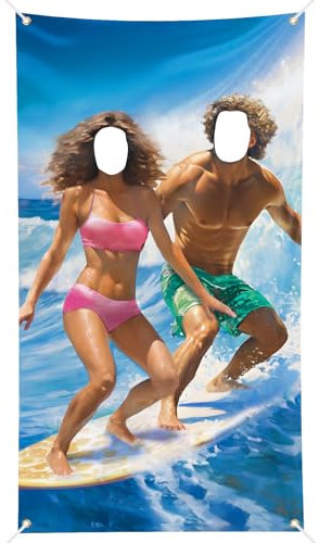 BETESSIN Sommerparty Foto Requisiten - Surfer Fotohintergrund Banner 180x100cm - Sommer Party Fotowand für Strandparty, Hawaii Party, Beachparty und Urlaub