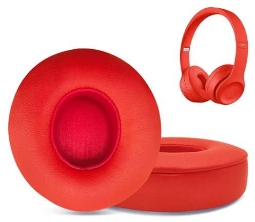 Cuscinetti auricolari di ricambio per Beats Solo 2 e Solo 3 Wireless On-Ear Headphones, Ear Pads, Cuffia Padiglioni auricolari Cover con morbida pelle proteica - Rosso