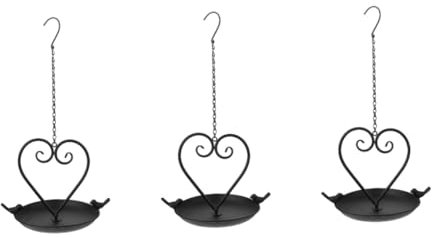 HANABASS 3st Vogelhäuschen in Herzform Outdoor- Lebensmittelbehälter Futterhäuschen Für Wildvögel Vogelfütterer Eichhörnchen Vogelhäuschen Lebensmitteldekor Black Eisen