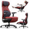 EMIAH Ergonomic Reclining Gaming Chair with 8D Armrests Headrest Lumbar Support Racing Style High Back Computer Chair Height Adjustable Electric Office Chair with Footrest Leather Padded Seat (Red)