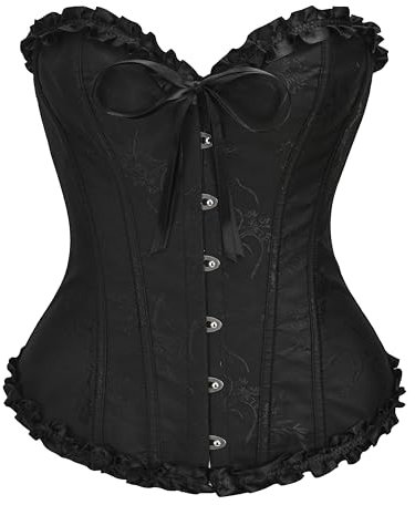 Bslingerie Women Cute Pastel Colour Corset Top Shapewear Lingerie (S, Black)