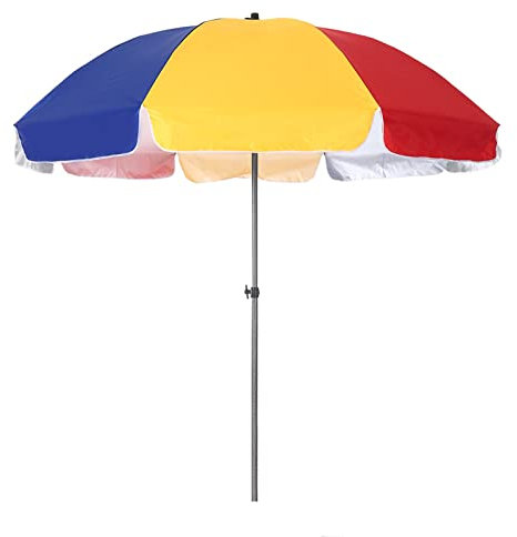 Sombrilla de playa colorida arcoíris para césped, patio trasero y piscina, impermeable, redonda, con protección UV, tamaño grande de 2,4 m