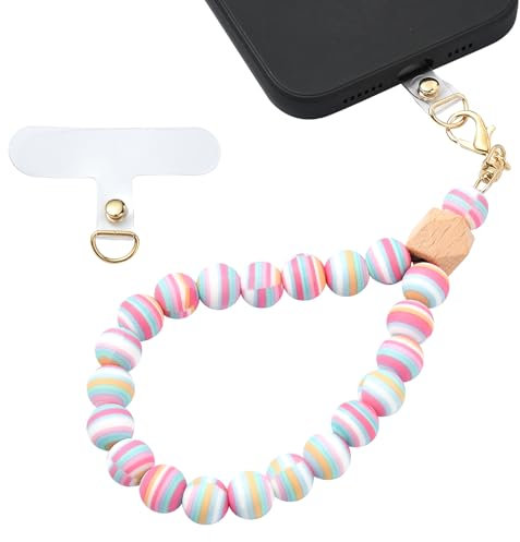 BEEFLYING Dragonne de téléphone en Silicone perlée, Cordon de téléphone Portable avec Languette d'attache, Bracelet élastique Mains Libres pour Femme, Couleurs mélangées 6