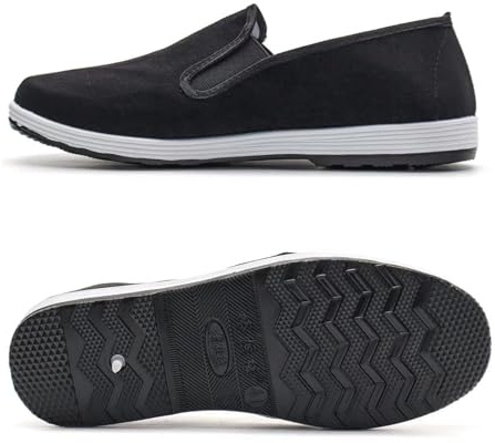Zapatos de Kung Fu Mocasines sin Cordones para Artes Marciales y Zapatos de conducción con Suela de Goma Black EU 35