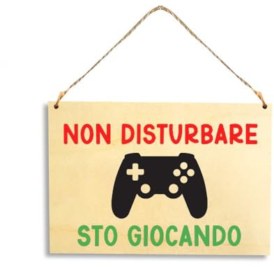 Cartello in legno Non disturbare, sto giocando con controller da gioco, 15x10 cm