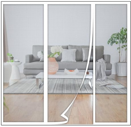 Selbstschließendes Moskitonetz für Schiebetüren – Ideal für Terrassen und Wintergärten Weiß 245x205cm