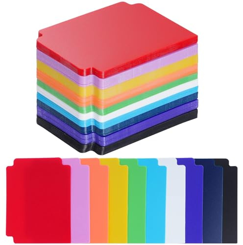 CXNXFD 100 Stück Kartentrenner, 9,6 x 7,0 cm Kartenteiler,10 Farbe Standardgröße Kartentrenner,Card Dividers,Trennkarten Plastik für Spiele Sport Aufbewahrungsboxen Ordner