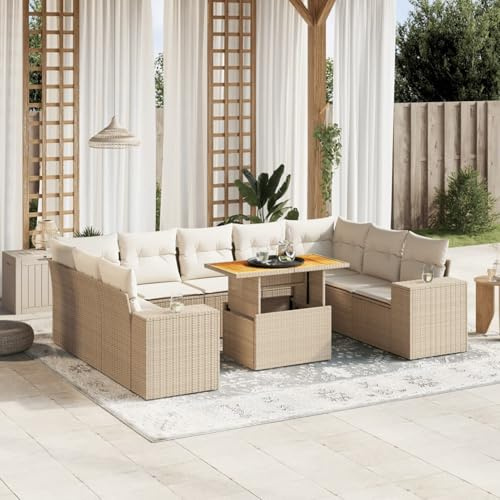 Snsowed Juego de sofás jardín con Cojines Beige 10 pzas ratán sintético, Set De Jardin Exterior, Muebles De Jardin, Muebles Jardin Exterior, Conjunto Mueble Jardin - 3272780