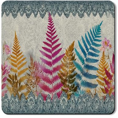 Farn Waschmaschinen-Schutzmatte, bunt, Vintage-Farn-Druck, Staubschutz, Herbstblumen-Gummi, rutschfest, wasserdicht, Wasch- und Trocknermatten für Waschküche, 61 x 61 cm