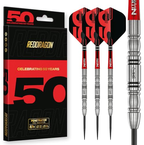 RED DRAGON Penetrator 4 – 23g professionelle Wolfram Dartpfeile | Leistungsstarker Dartpfeil Metallspitze | 50 Jahre Klassiker-Kollektion | Robustes Darts für den Wettkampf