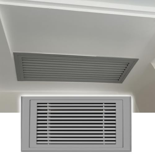Trampilla Pladur Ventilación a dos aguas de 40 x 60 cm con filtro de nailon, aleación de aluminio gris, buena ventilación, cubierta de orificio de techo para oficina y almacén(400x600mm(16x24in))