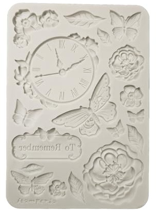 Stamperia - Silicon Mould A5 for Scrapbooks, Bullet Journals and More, Non-Stick Surface, Suitable for Air-Dry Clay, Resin and More, Perfect for Crafts and Gifting (Quiet Days, Clock)