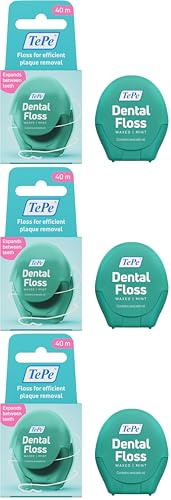 TePe Dental Floss, filo interdentale espandibile, senza pfas, con superficie ampia per una pulizia delicata ed efficace tra i denti, per spazi non stretti (Confezione da 3)