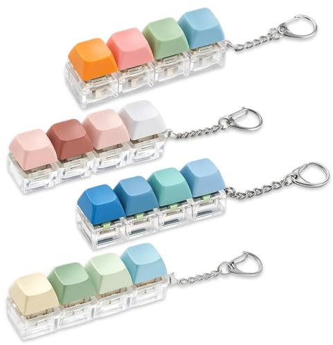 4-Piece Blue-Green Keyboard Fidget Toys, Mini Cool Gadgets with Clicky Sounds for Stress Relief & Focus, Portable Clicky Keyboard for Office & Travel