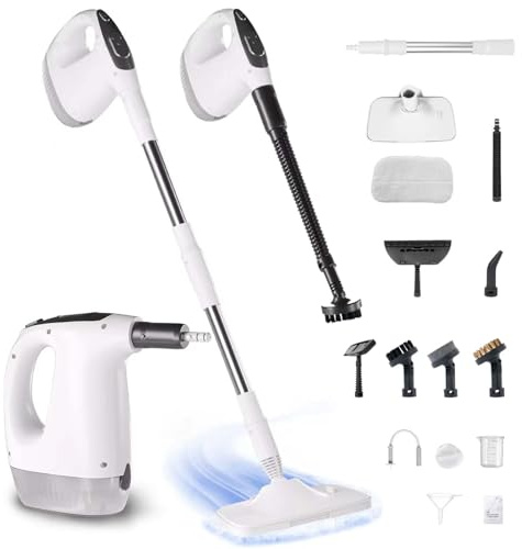 CenviaLuxy 1200W Multifunction Steam Cleaner,12-in-1 Kit with Detachable Handheld Unit, 500ml Tank & 10 Accessories,230°F Powerful Steam Mop,15s Fast Heat-Up,for Home, Floors & Windows