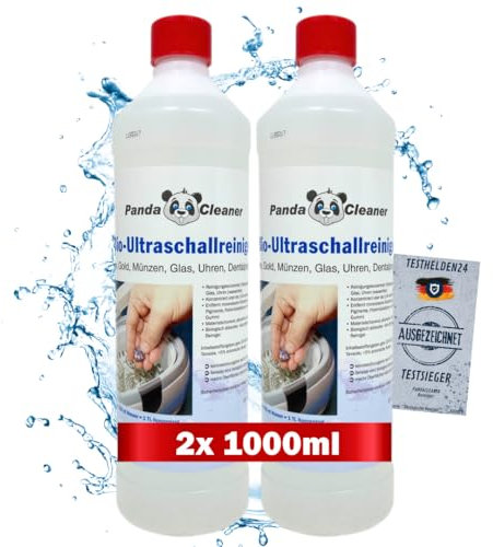 Pandacleaner® Ultrasound Cleaner for Ultrasonic Baths - Concentrate for Glasses, Jewellery, Dental Products, Gold, Coins, Watches (Waterproof), etc. | 1L / 2L / 3L