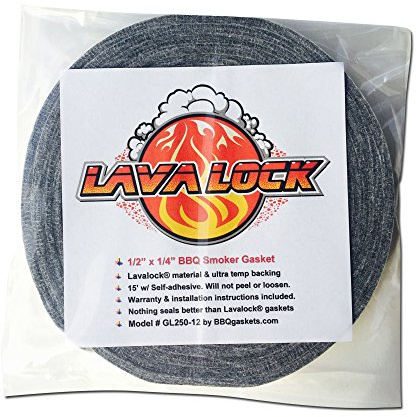 LavaLock Grey Gasket High Temp BBQ Smoker Grill Self Stick 1/2 x 1/4 x 15 feet Long