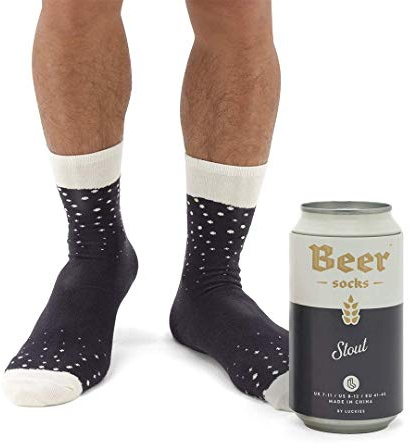 Luckies of London Novelty Beer Socks - Colourful Socks For Men, Made From Soft Cotton Nylon - Funny Socks For Men, Crazy Socks in Beer Can, Black Stout ,(7-11 UK) 41-45 EU,LUKBSS